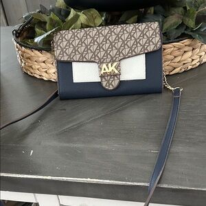 Women's Navy and Brown Crossbody Bag
